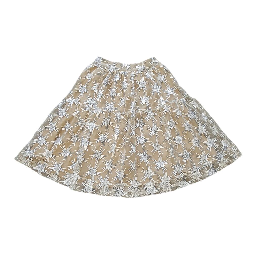 Maje Star Sequinned Tulle Skirt Women's 36 Beige Fairycore Whimsical